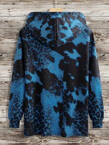 SHEIN LUNE Plus Size Bull Head & Letter Graphic Drawstring Sweatshirt - Multicolor - View 2