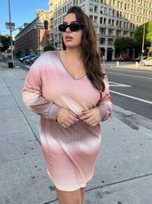 SHEIN Essnce 大尺寸漸層連身裙 - 彩色 - 查看 1