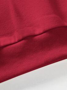 RueChic Men Solid Drop Shoulder Thermal Lined Sweatshirt - Red - View 6