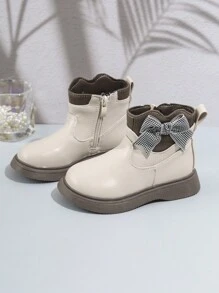 Children's Shoes Girls' Boots Bow Knot Pu Leather Boots Chelsea Boots Princess Boots - Beige - View 1