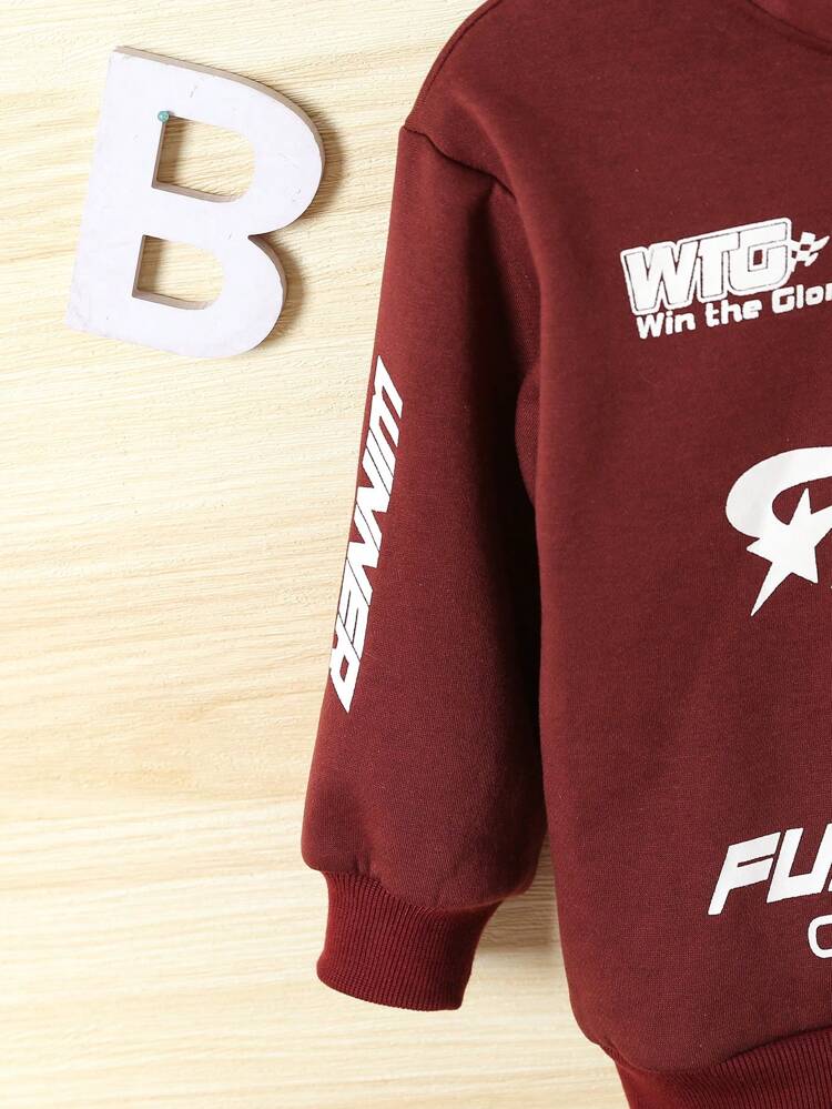 Young Girl Letter Graphic Half Zip Sweatshirt