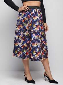 藝術家系列- Shein X - Patternish 大尺碼半身裙 - 彩色 - 查看 5