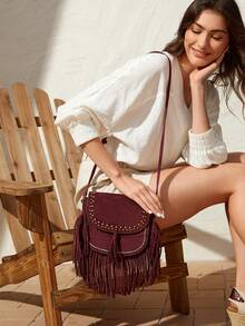 SHEIN VCAY NỮ Túi đeo vai Đập nhẹ Dây đeo có thể điều chỉnh Thời trang đơn giản Đa chức năng - màu nâu - Xem 9