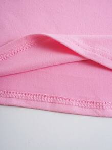 SHEIN EZwear Slogan Graphic Drop Shoulder Nightdress - Pink - View 3