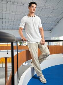 GENTILAND Nam Cổ áo tương phản Áo polo - trắng - Xem 4