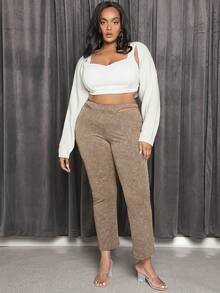 SHEIN SXY 大碼素色開門襟短款開衫 - 白色 - 查看 5