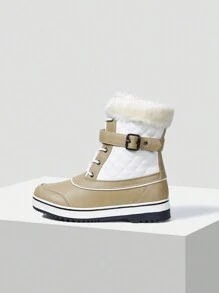 MOTF PREMIUM 人造毛雪地靴 - 米色 - 查看 7