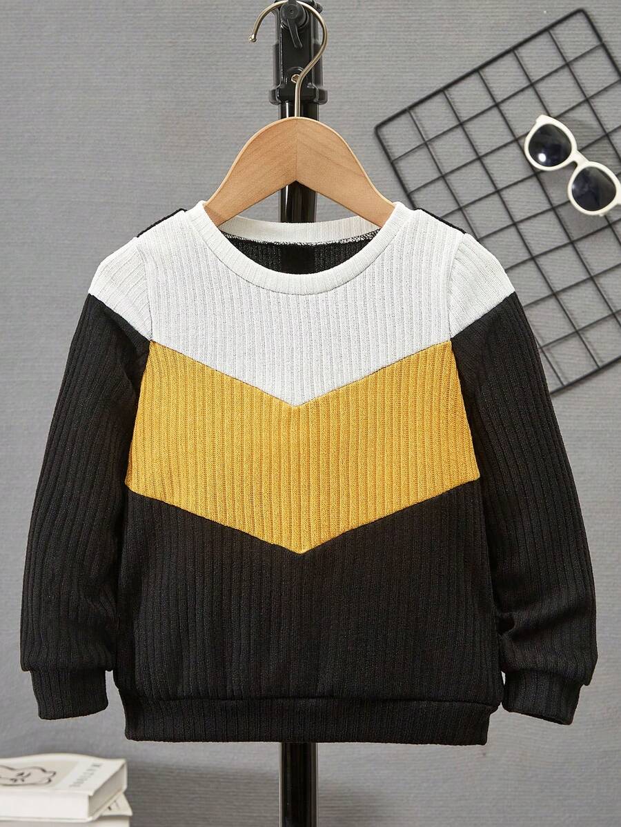SHEIN Young Boy Color Block Sweatshirt - Multicolor - View 1