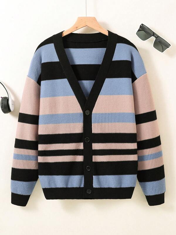 Teenager Junge Cardigan mit Farbblock, Drop Shoulder