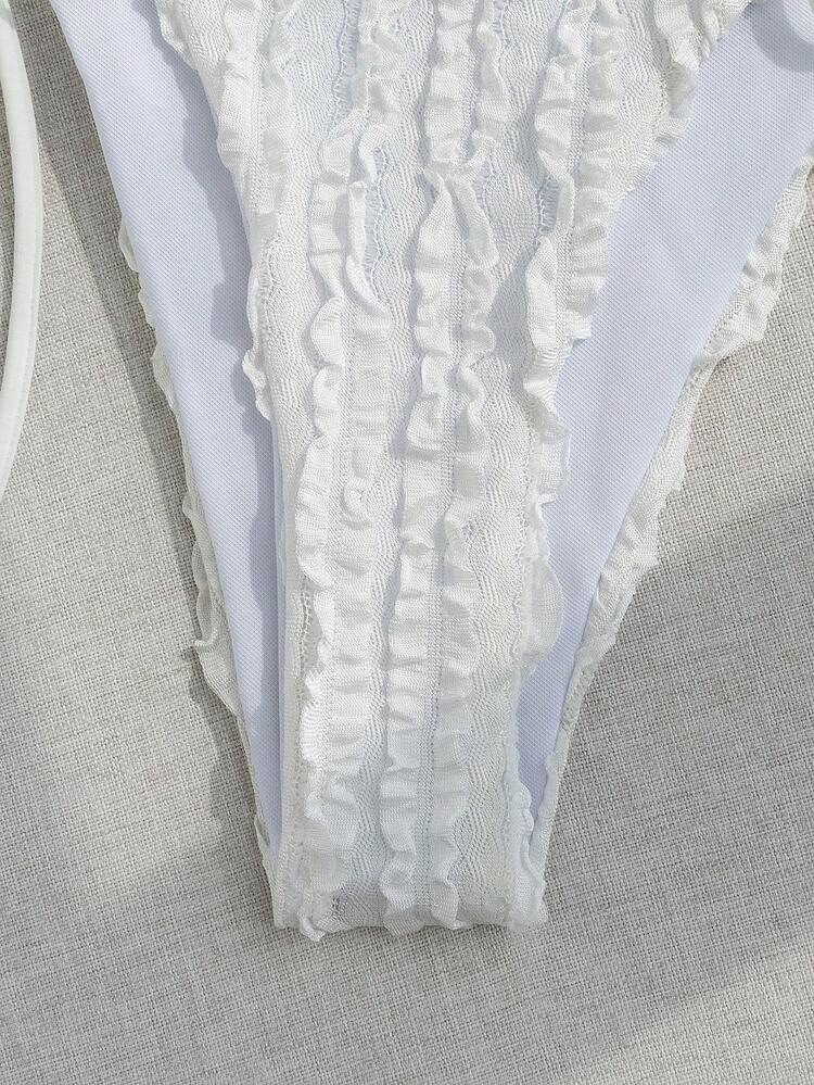 Ladies' Solid Color Strap Bikini Set Summer