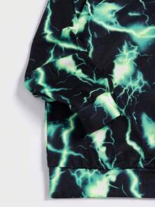 SHEIN EZwear Plus Size Lightning Print Drop Shoulder Sweatshirt - Multicolor - View 3