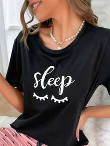 Đồ họa Chữ cái Ngủ Tee - màu đen - Xem 4