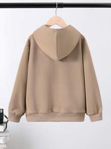 SHEIN Áo nỉ in chữ và hoạt hình dành cho bé trai tuổi teen - Màu Khaki - Xem 2