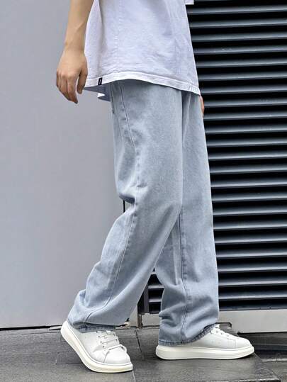 Claim Dot Loose Men's Slant Pocket Straight Leg Jeans