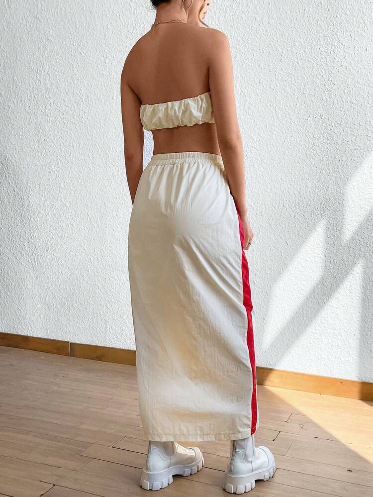 Letter Graphic Tube Top & Side Seam Skirt