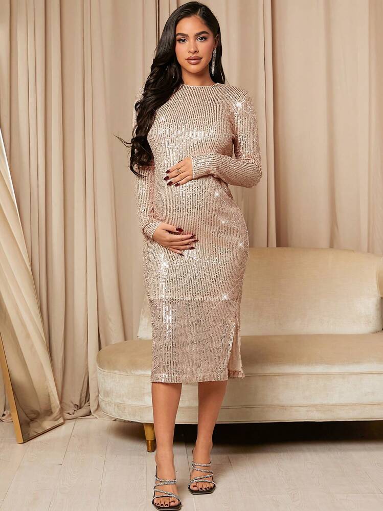 dark silver sequin dress Sleek Love Sequin Maxi Dress main image 1
