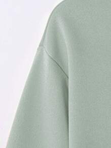 SHEIN 少女心形标语图案卫衣 - 綠色 - 查看 3