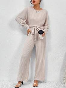 SHEIN Frenchy 蝙蝠袖腰帶連身褲