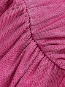 SHEIN ICON Kích thước lớn Phù hợp Lưới Váy Với Tua Chi tiết - Màu Hồng Tươi - Xem 3