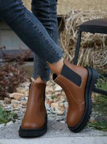 Botas elegante Suela gruesa - Granate - Ver 2