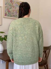 Dazy Petite Plus Áo len trễ vai cỡ lớn, Quần áo mùa thu - màu xanh lá - Xem 2