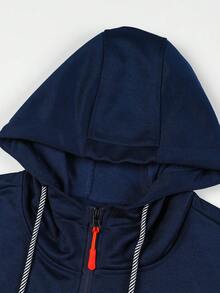 Manfinity Sport Corelite Nam Đồ họa Chữ cái Dây kéo Dây rút áo có mũ Jacket thể thao - Màu xanh hải quân - Xem 5