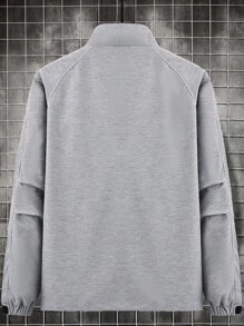 Manfinity Hypemode Loose Fit Men's Zipper Closure Raglan Sleeve Jacket - Grey - View 2