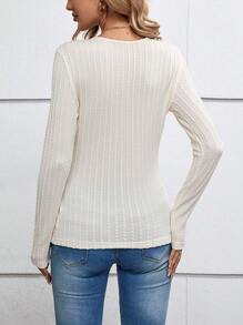 Chiquease Solid Surplice Neck Tee - Apricot - View 2