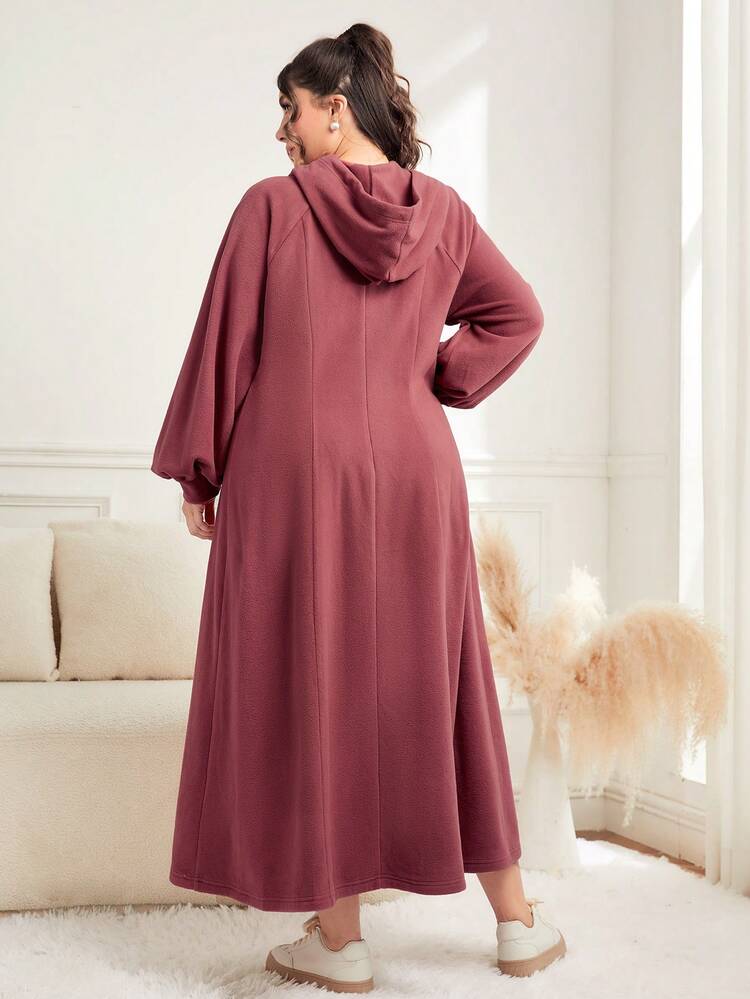 Plus Two Tone Lantern Sleeve Sweatshirt Dress