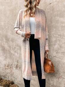 SHEIN LUNE Ombre Batwing Sleeve Duster Cardigan - Multicolor - View 5