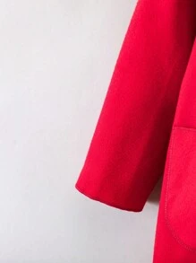 SHEIN 男小童雙口袋連帽花呢外套帶圍巾 - 酒紅色 - 查看 4