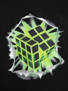 SHEIN Young Boy Magic Tube Print Sweatshirt - Black - View 3