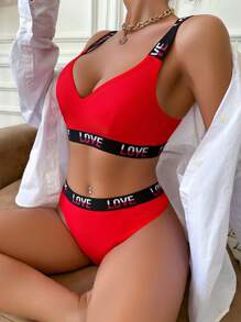 Bộ đồ lót và áo lót in chữ tương phản dành cho nữ - Nhiều màu - Xem 3