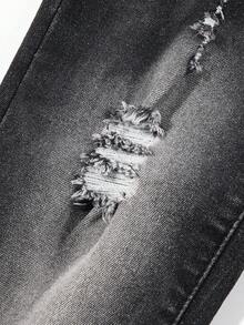 Bé trai Đau khổ Co giãn Denim Quần jean - màu đen - Xem 5