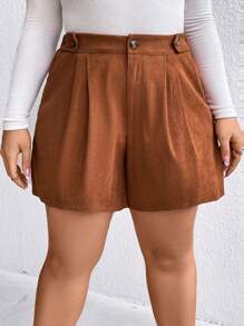 SHEIN LUNE Plus Short À Détail Plié À Poche