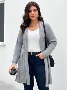 SHEIN LUNE Plus Size Casual Design Cardigan - Grey - View 5