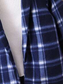 SHEIN Young Boy Plaid Shawl Collar Open Front Coat Without Sweater - Blue - View 6