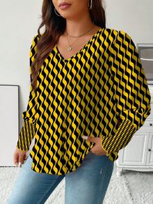 Celure Cộng với áo in họa tiết Chevron - Nhiều màu - Xem 3