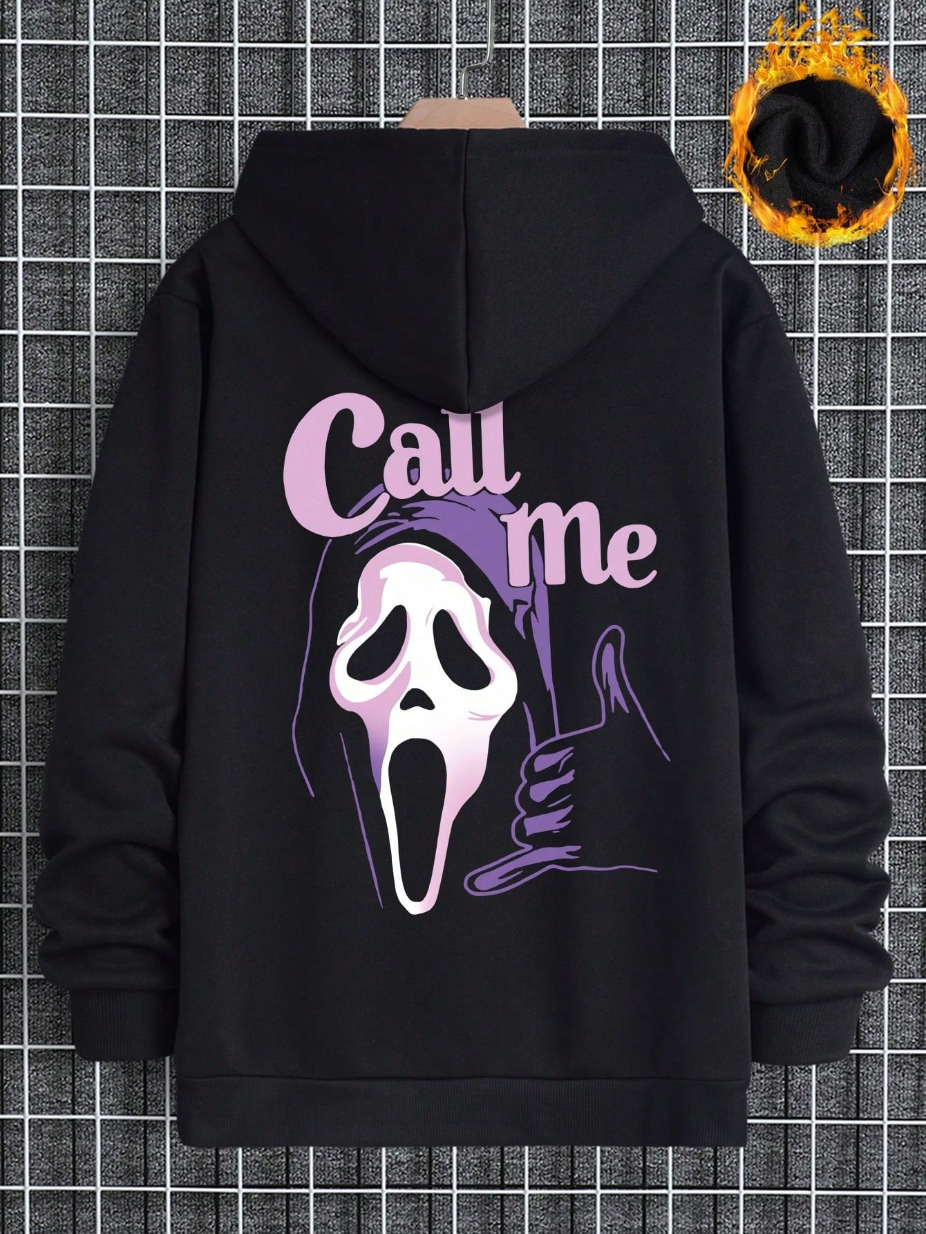 Manfinity Dauomo Men Letter Skull Graphic Drawstring Thermal Lined Hoodie