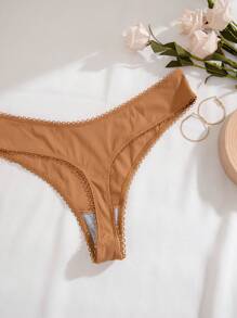 5 piezas Tanga unicolor tejido de canalé