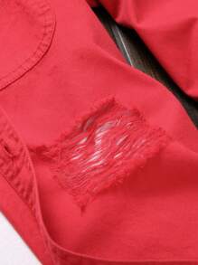 Manfinity LEGND Hombres Camisa mezclilla desgarro con bolsillo con solapa sin camiseta - Rojo - Ver 8