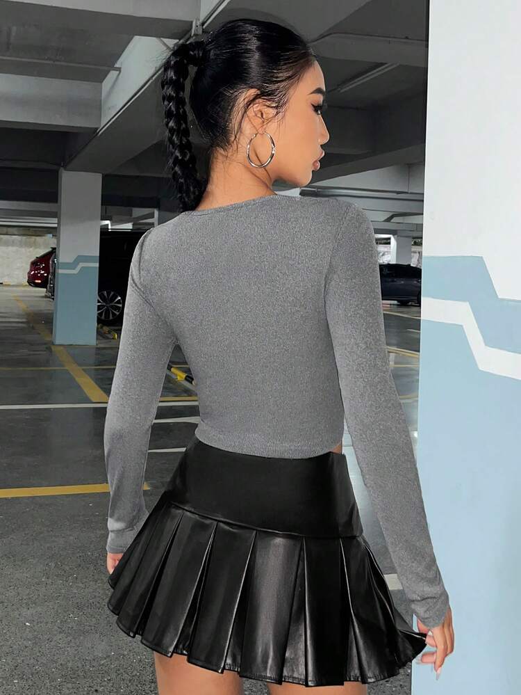 Twist Front Cut Out Crop Tee