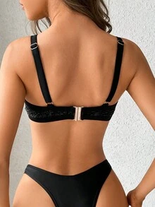 Swim DD+ 素色比基尼泳裝上衣 - 黑色 - 查看 2