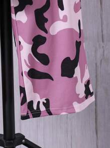 Teen Girl Star Print Drop Shoulder Hoodie & Camo Print Pants - Multicolor - View 3