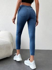 RueChic Enfärgat Grödad Mager Jeans - Mediumtvätt - Visa 2