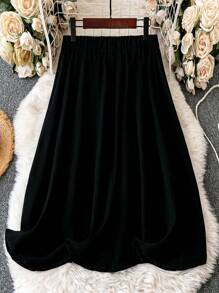 SHEIN LUNE Hơn Đồ họa hoa Váy - màu đen - Xem 2
