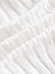 SHEIN ICON Hình trái tim Cắt ra Đau khổ Cắt tỉa Áo len Crop - trắng - Xem 3