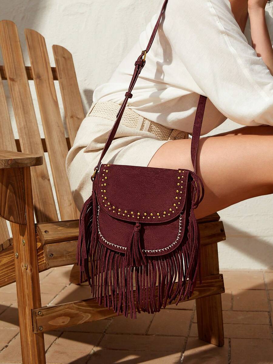 SHEIN VCAY NỮ Túi đeo vai Đập nhẹ Dây đeo có thể điều chỉnh Thời trang đơn giản Đa chức năng - màu nâu - Xem 1