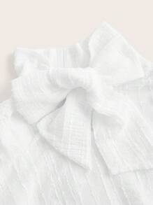 Vintamour Tie Neck Lantern Sleeve Blouse - White - View 10