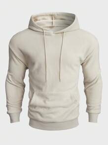 Manfinity Homme Men Kangaroo Pocket Drawstring Hoodie - Apricot - View 1
